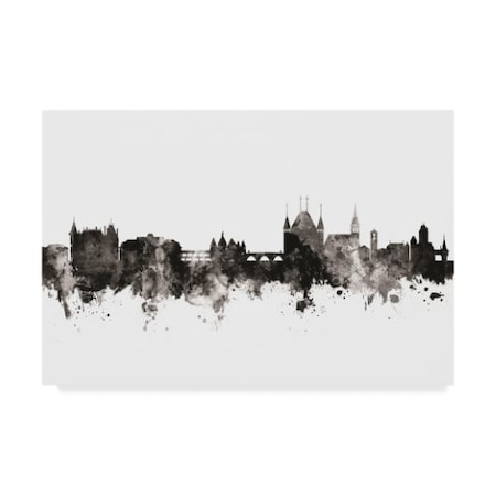 Michael Tompsett 'Thun Switzerland Skyline Black White' Canvas Art,12x19